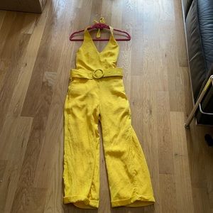 Yellow Tie Halter Neck Jumpsuit